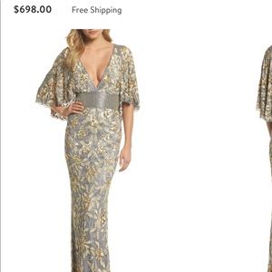 Mac duggal platinum gold dress